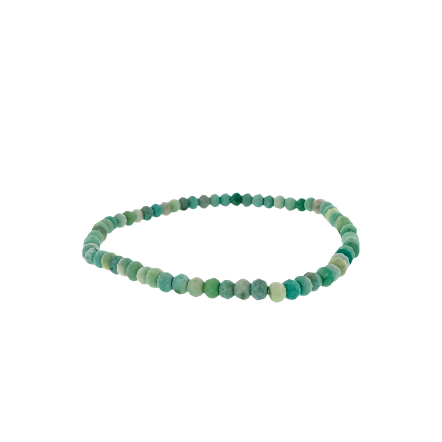 Faceted Prase Opal Bead Stretch Bracelet