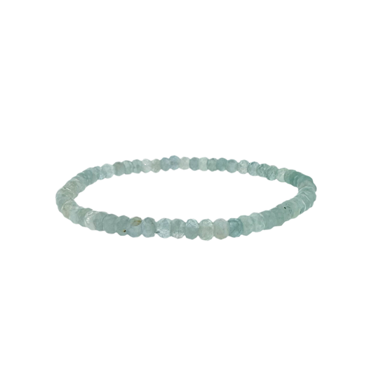 Faceted Aquamarine Bead Stretch Bracelet