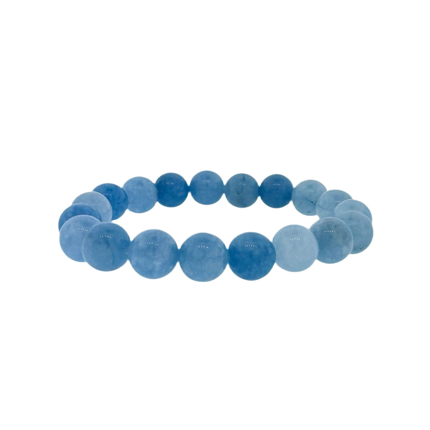 Smooth Blue Agate Bead Stretch Bracelet