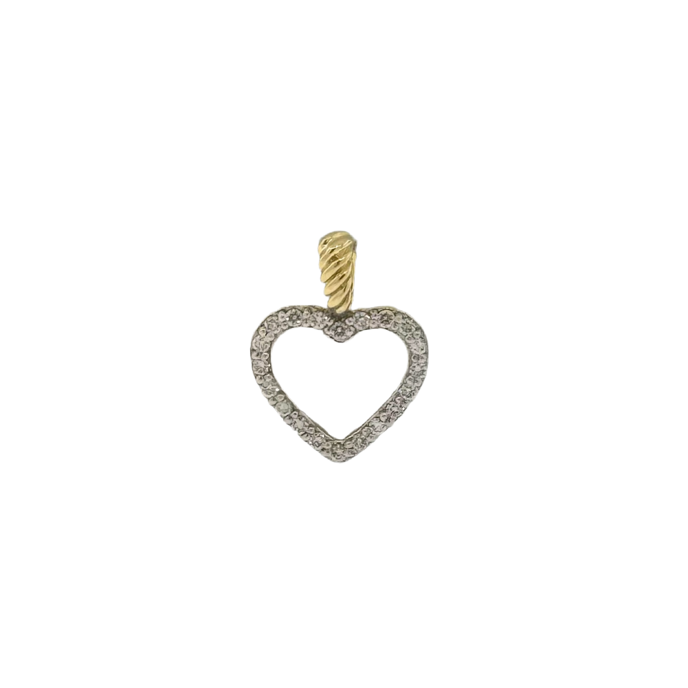 Estate David Yurman 18k + Diamond Pave Heart Pendant