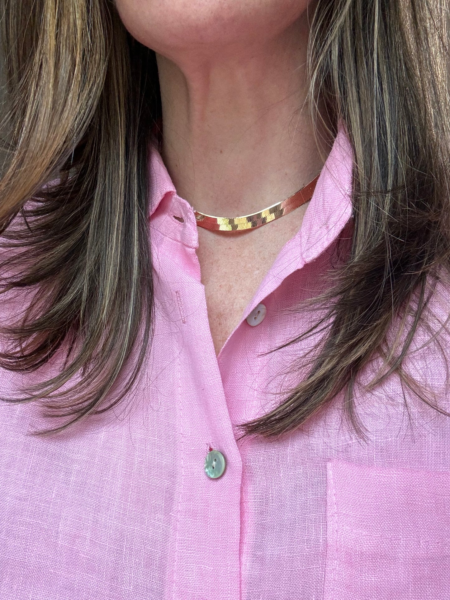 Estate 14k + Silky Herringbone Necklace