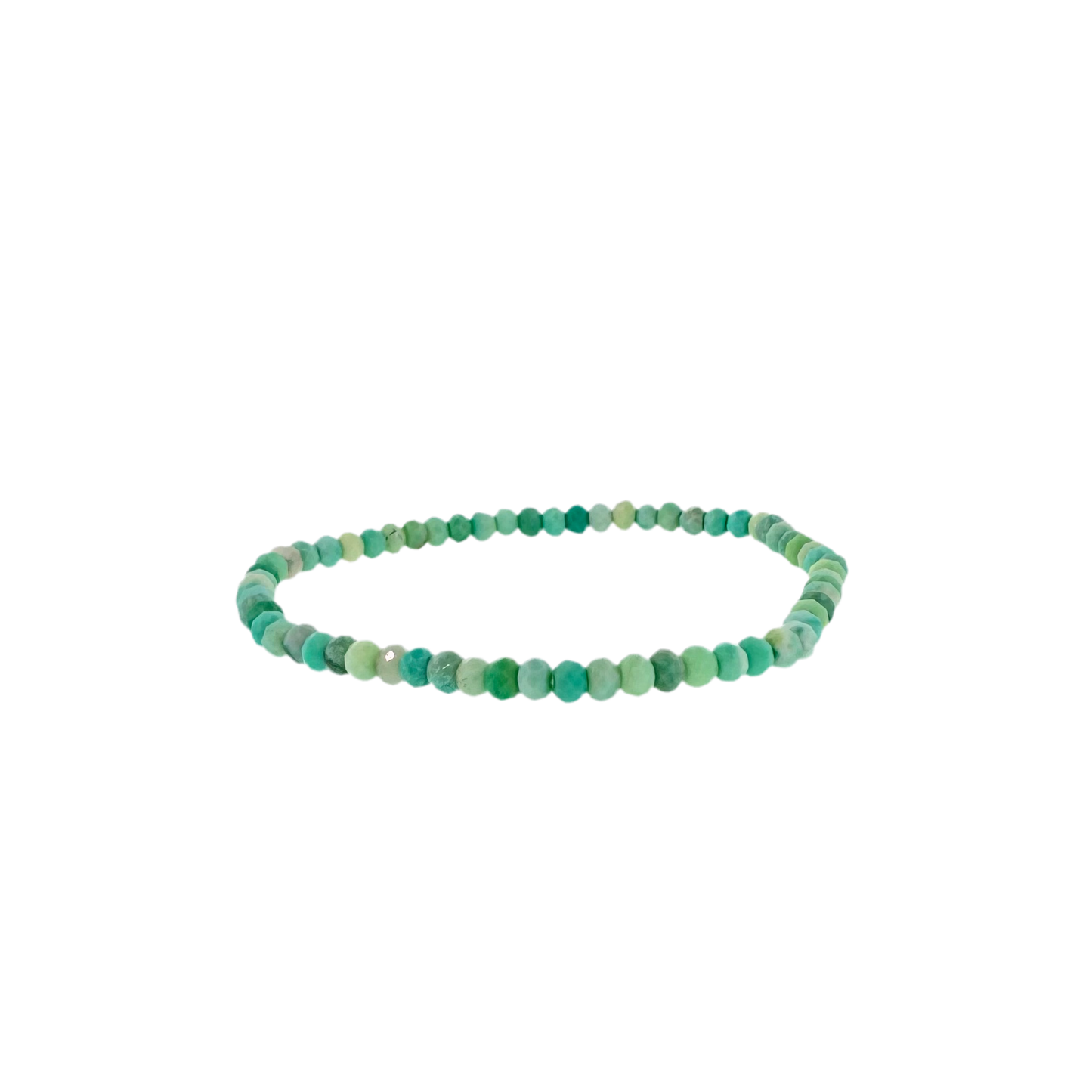 Faceted Prase Opal Bead Stretch Bracelet