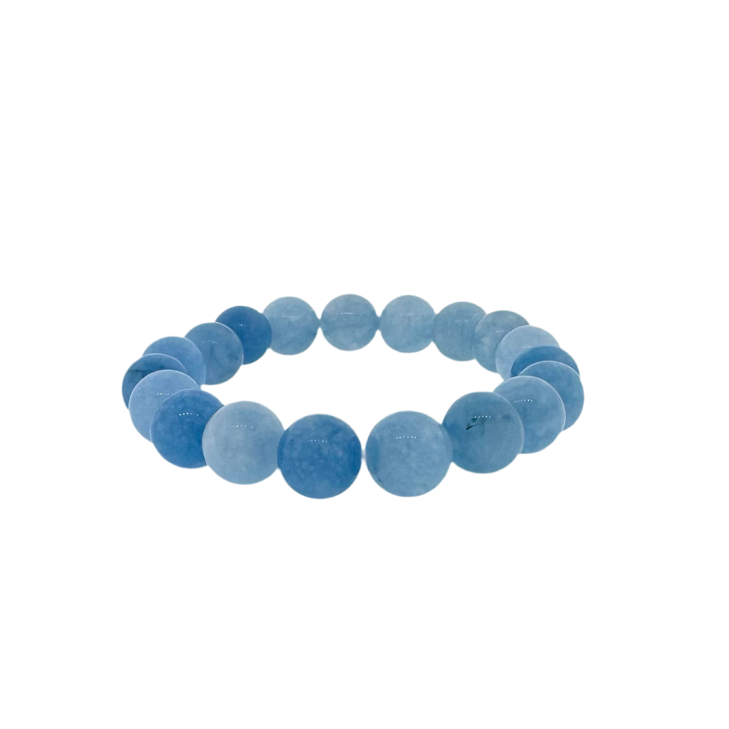 Smooth Blue Agate Bead Stretch Bracelet