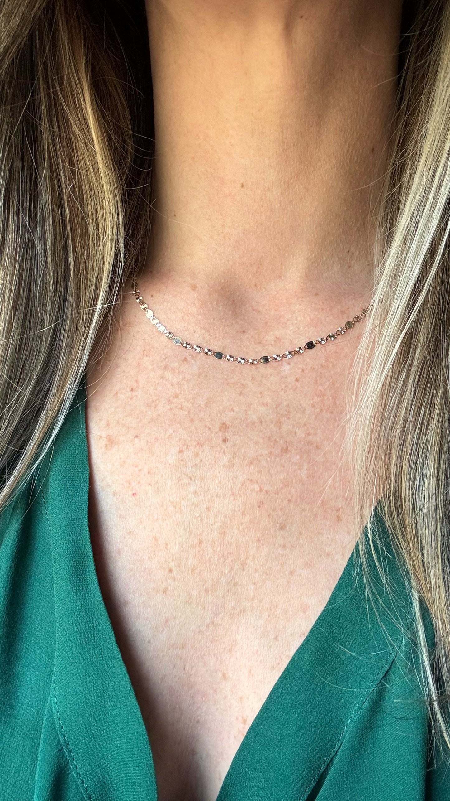 Estate 14k + Tri-Tone Valentino Chain Necklace