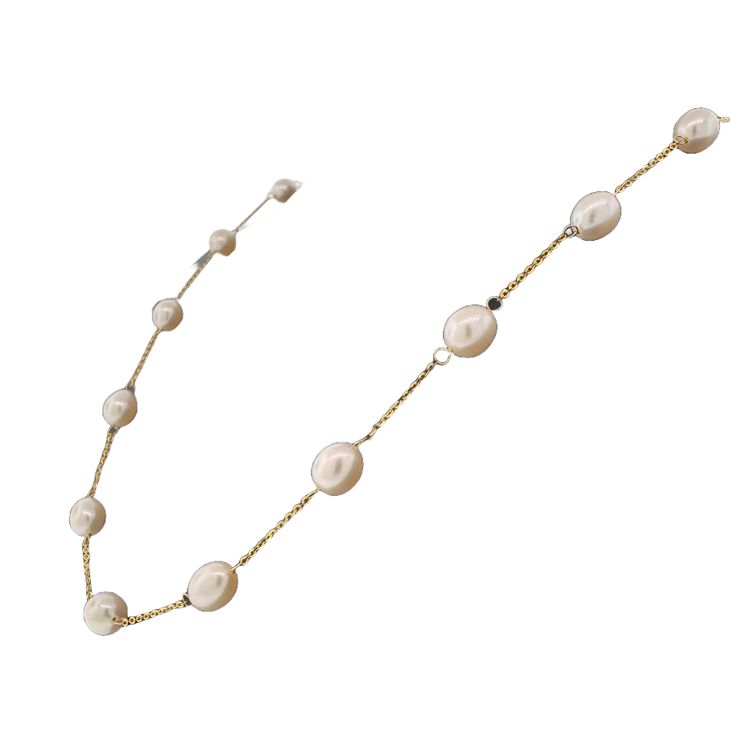 Estate 14k + Freshwater Pearl Station Necklace