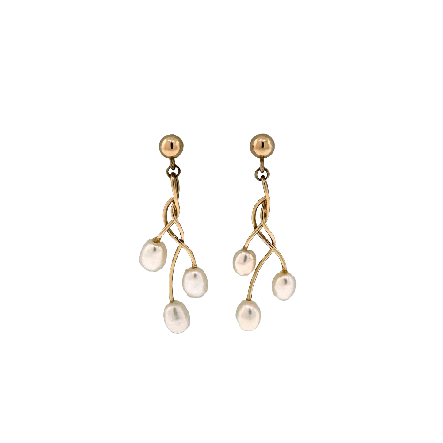 Estate 14k + Freshwater Pearl Drop Earrings