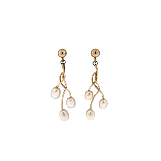 Estate 14k + Freshwater Pearl Drop Earrings