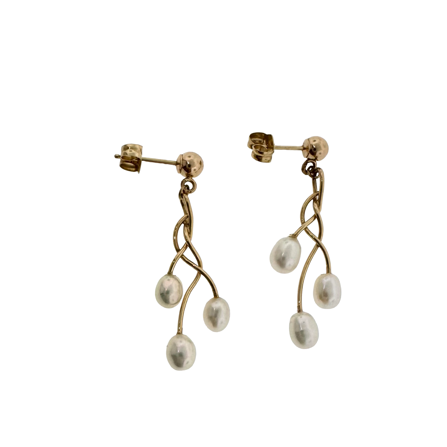 Estate 14k + Freshwater Pearl Drop Earrings