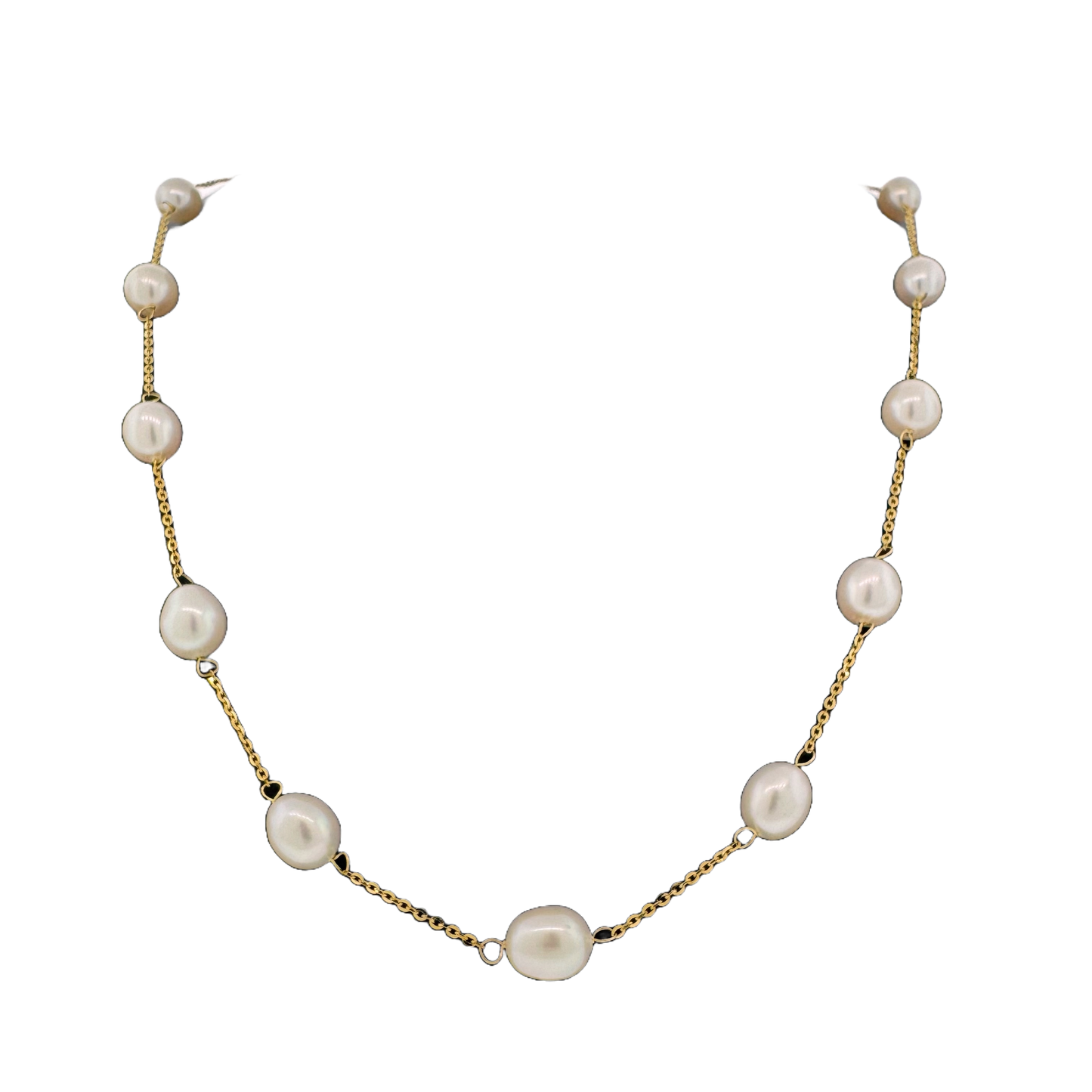 Estate 14k + Freshwater Pearl Station Necklace