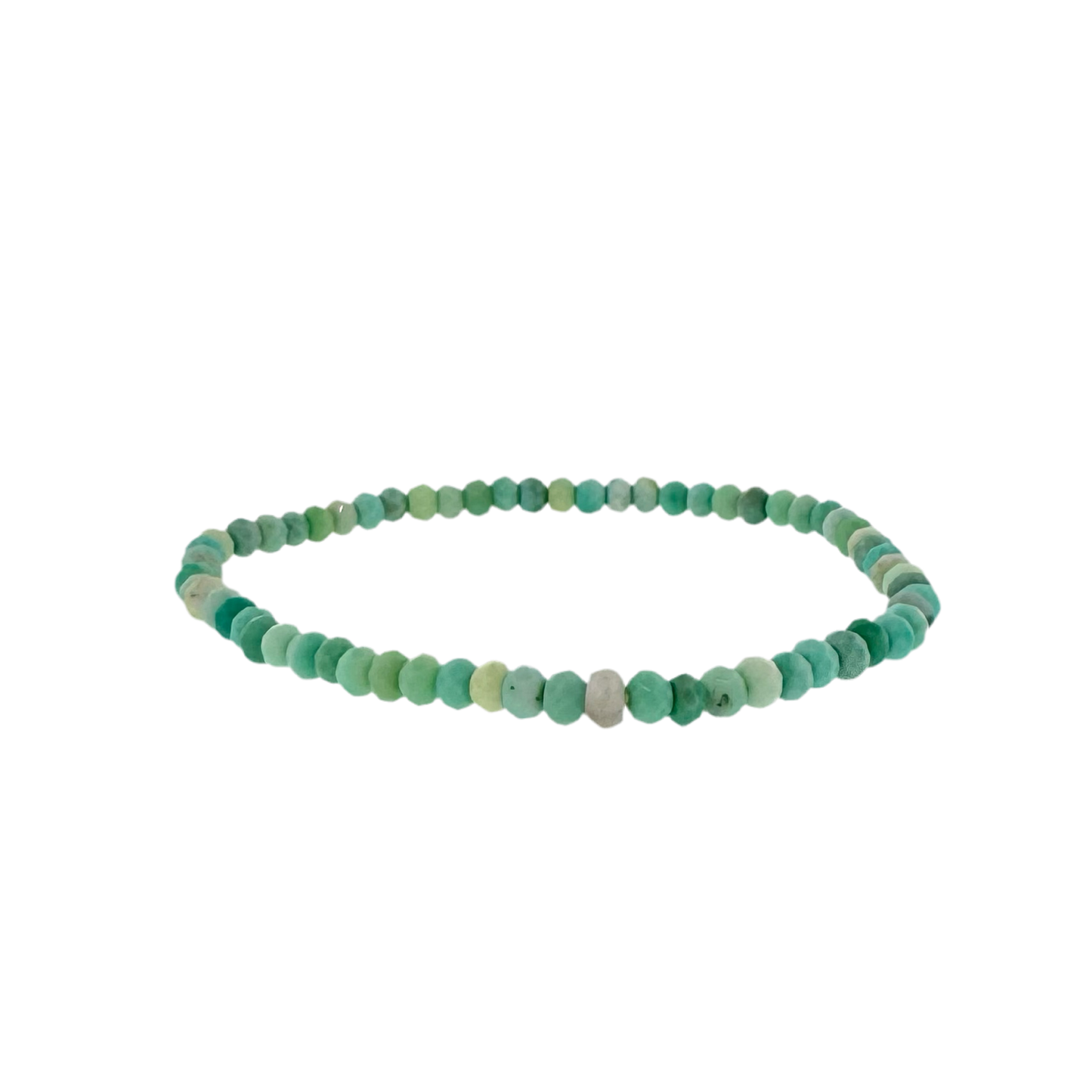 Faceted Prase Opal Bead Stretch Bracelet