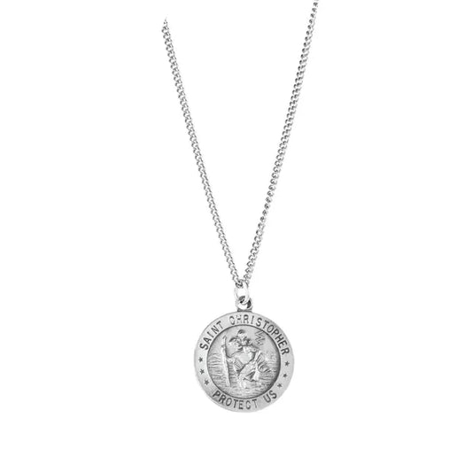 Sterling Silver + St. Christopher Medal Necklace