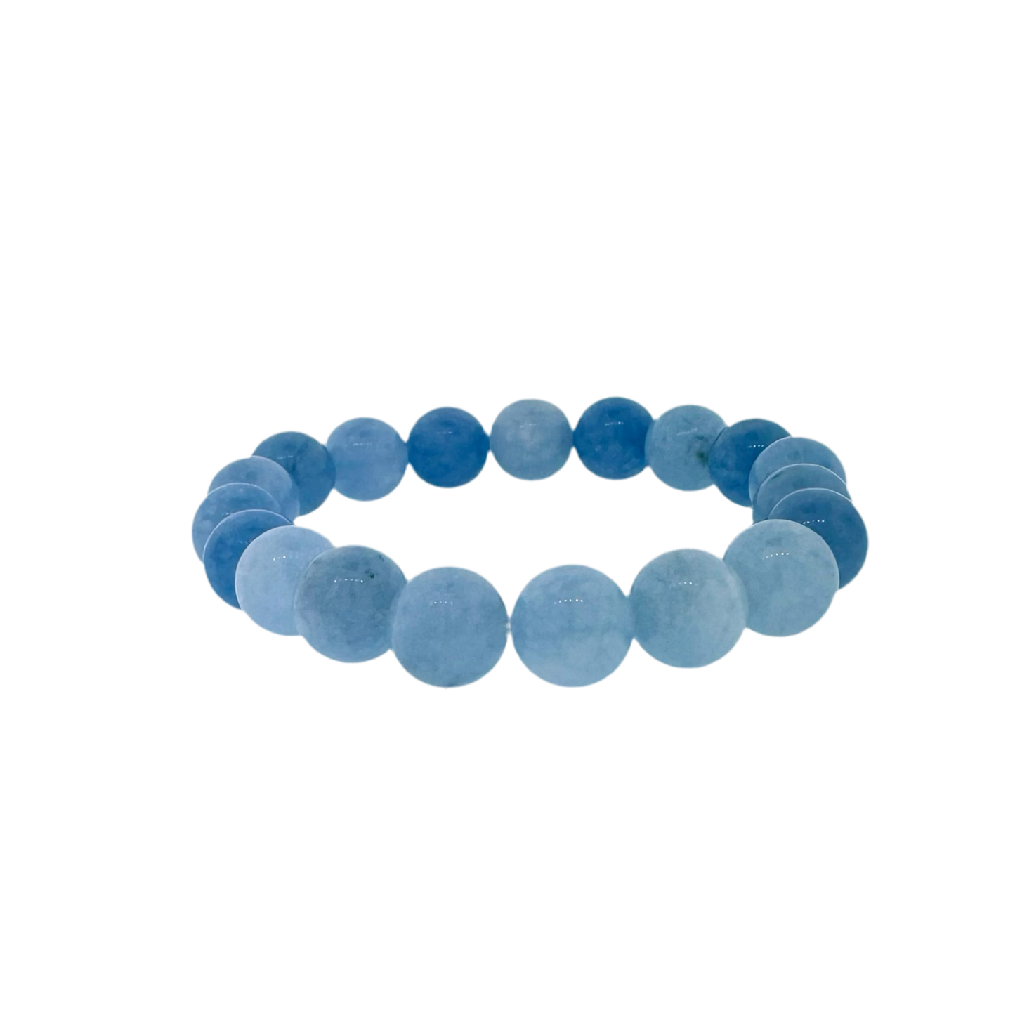 Smooth Blue Agate Bead Stretch Bracelet