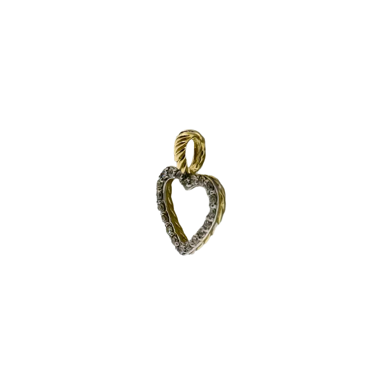 Estate David Yurman 18k + Diamond Pave Heart Pendant