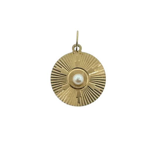 Estate 14k + Akoya Pearl Disc Charm