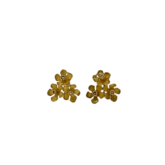 Estate 18k + Flower Trio Earrings