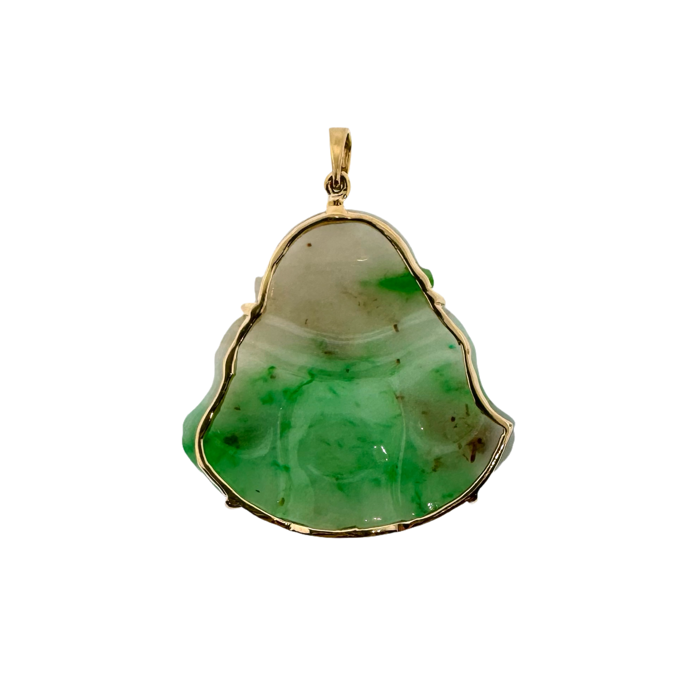 Estate 18k + Jadeite Jade Budai Pendant