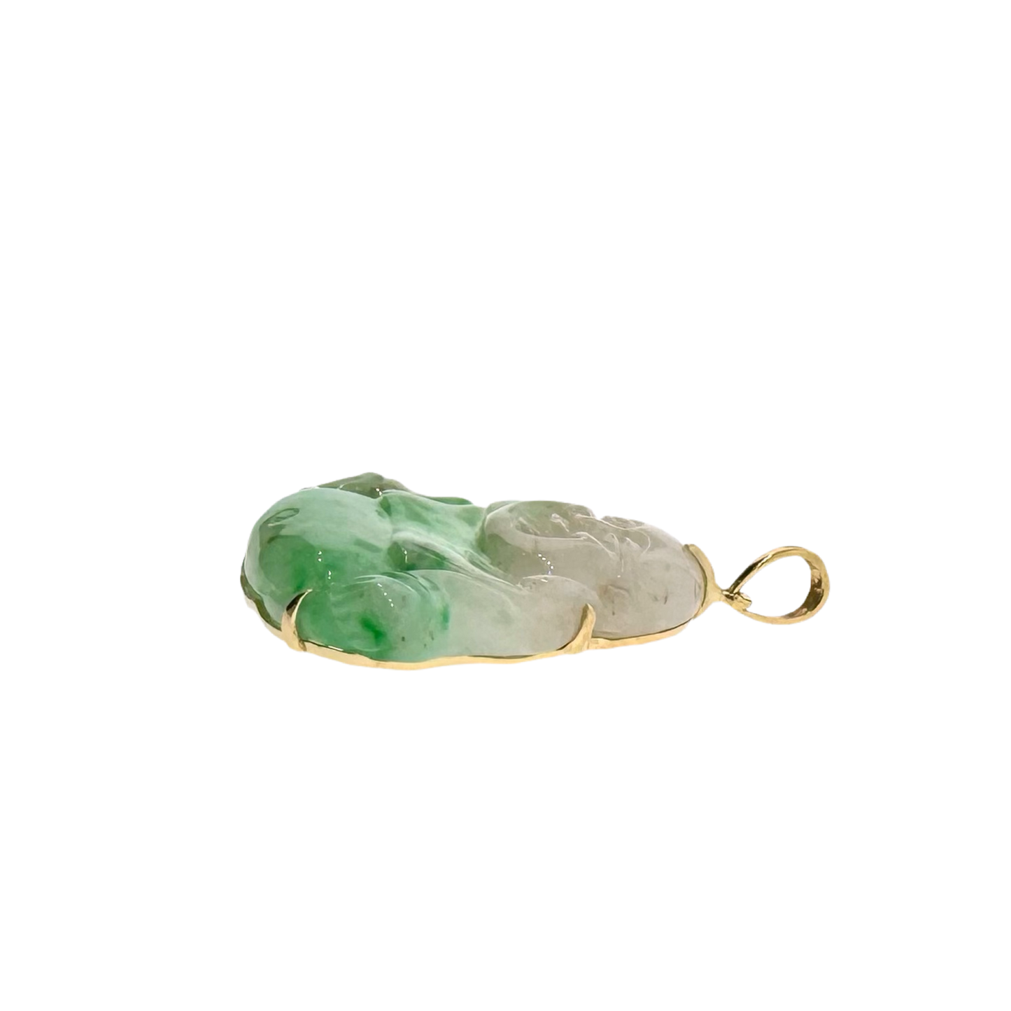 Estate 18k + Jadeite Jade Budai Pendant