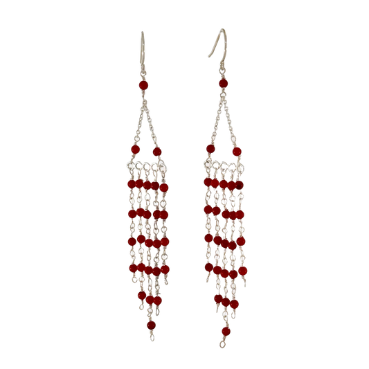 Sterling + Coral Fringe Earrings