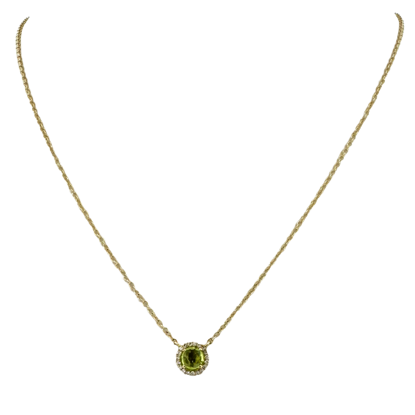 14k + Peridot and Diamond Station Necklace