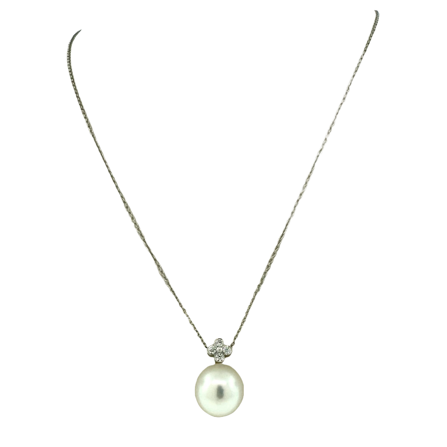 Estate Designer Platinum + Pearl & Diamond Necklace