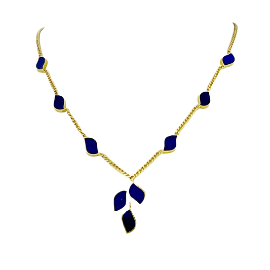 Estate 18k + Lapis Station Necklace