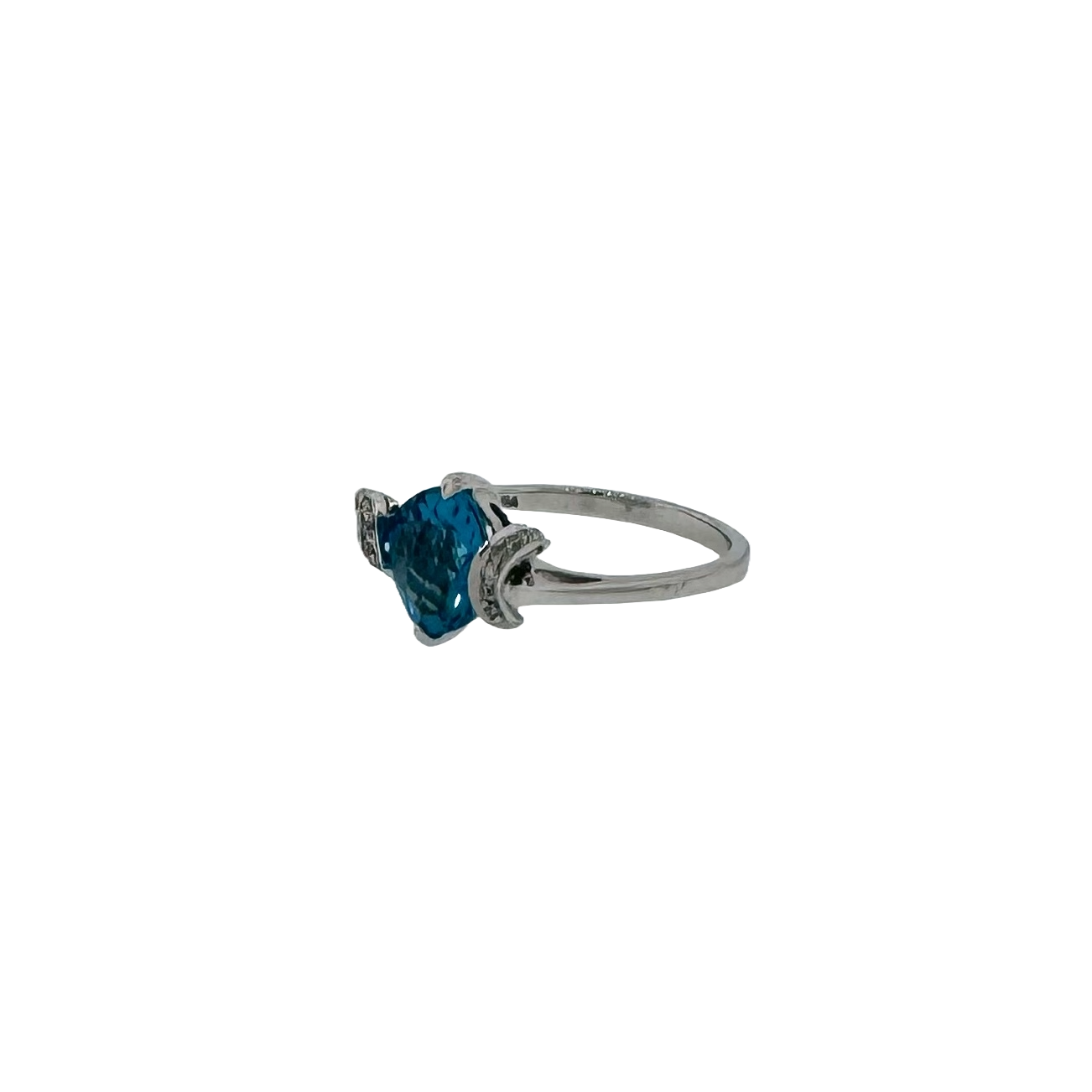 Estate 14k + Blue Topaz & Diamond Ring