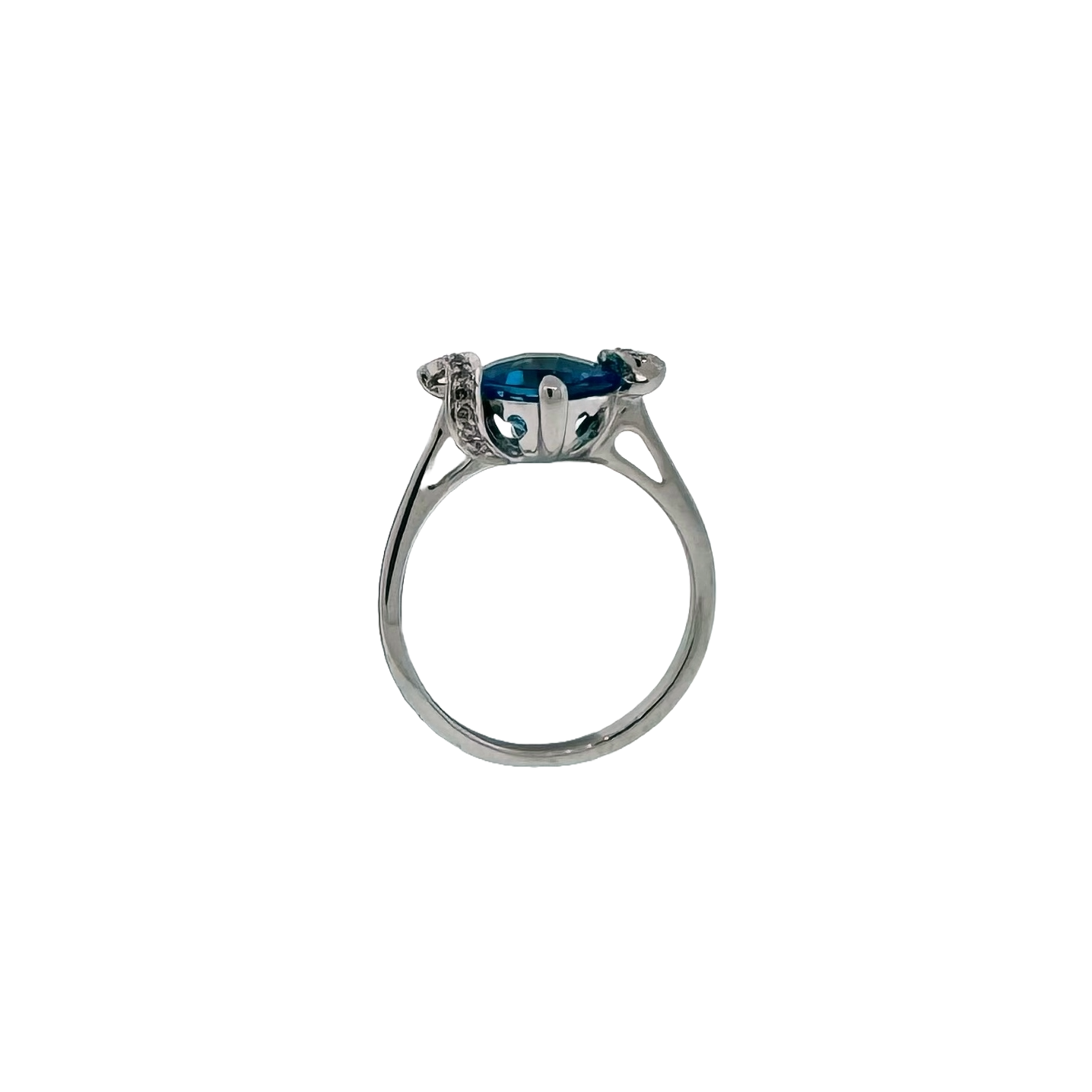 Estate 14k + Blue Topaz & Diamond Ring