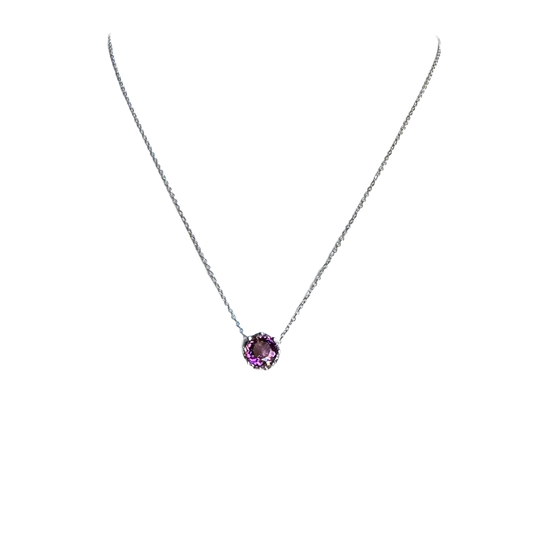 Estate 14k + Pink Tourmaline Solitaire Necklace