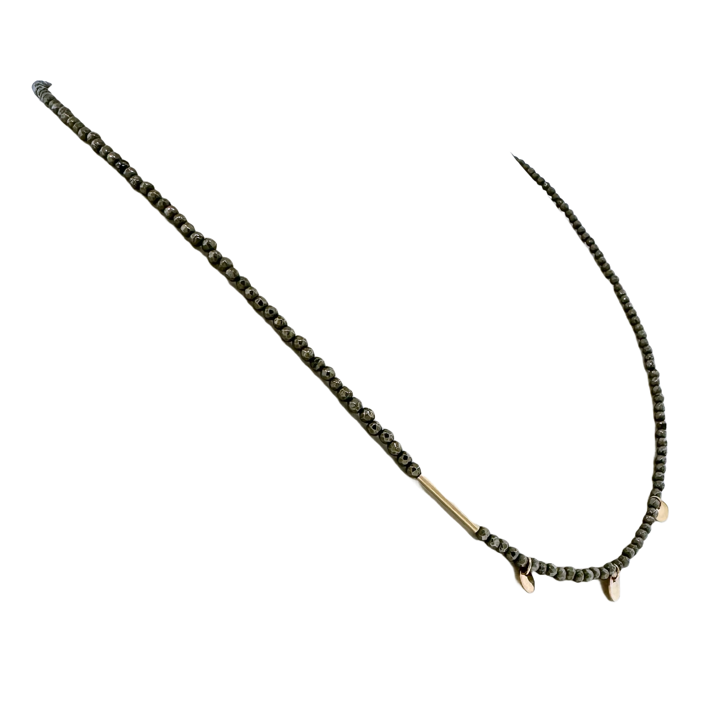 14k + Pyrite Beads & Mini Discs Necklace