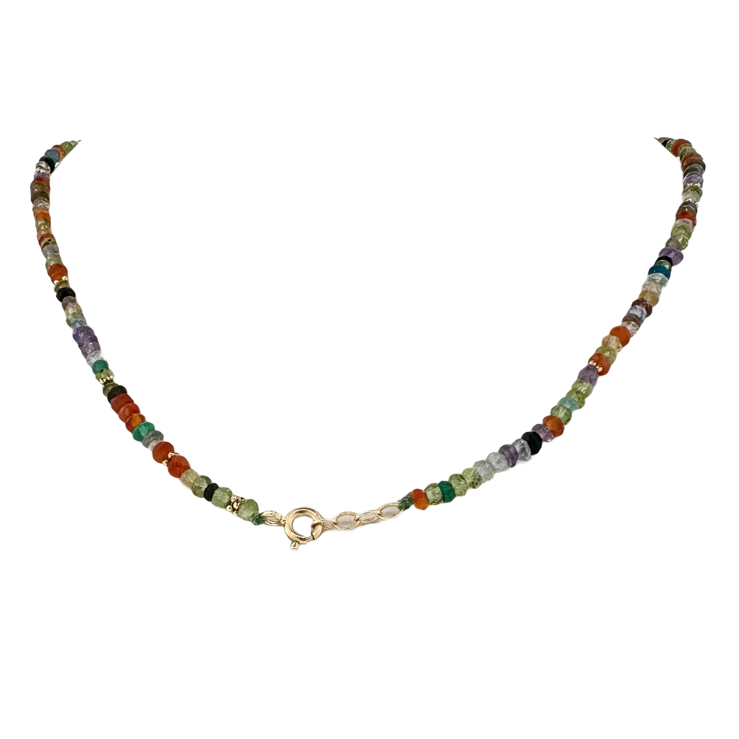 14k + Multi Gemstone Beaded Necklace