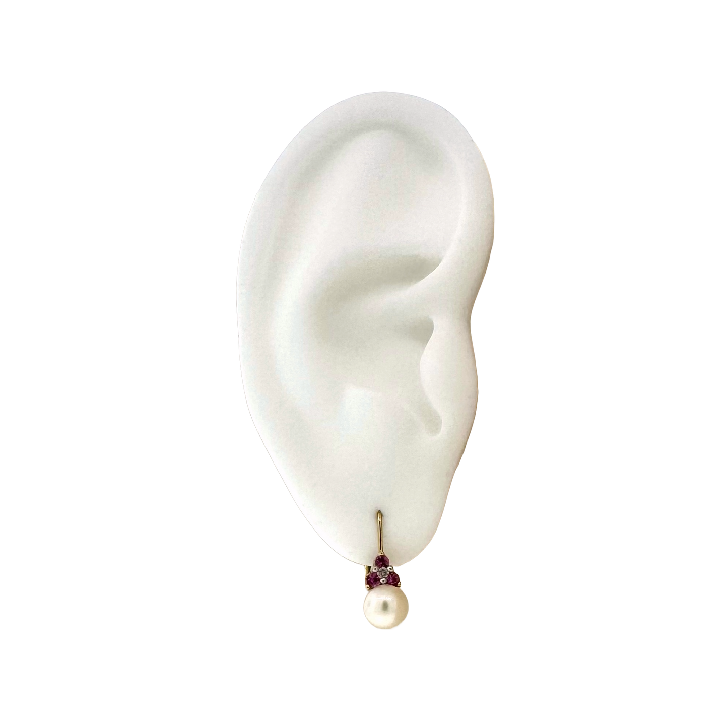 Estate 14k + Pink Sapphire and Pearl Earrings