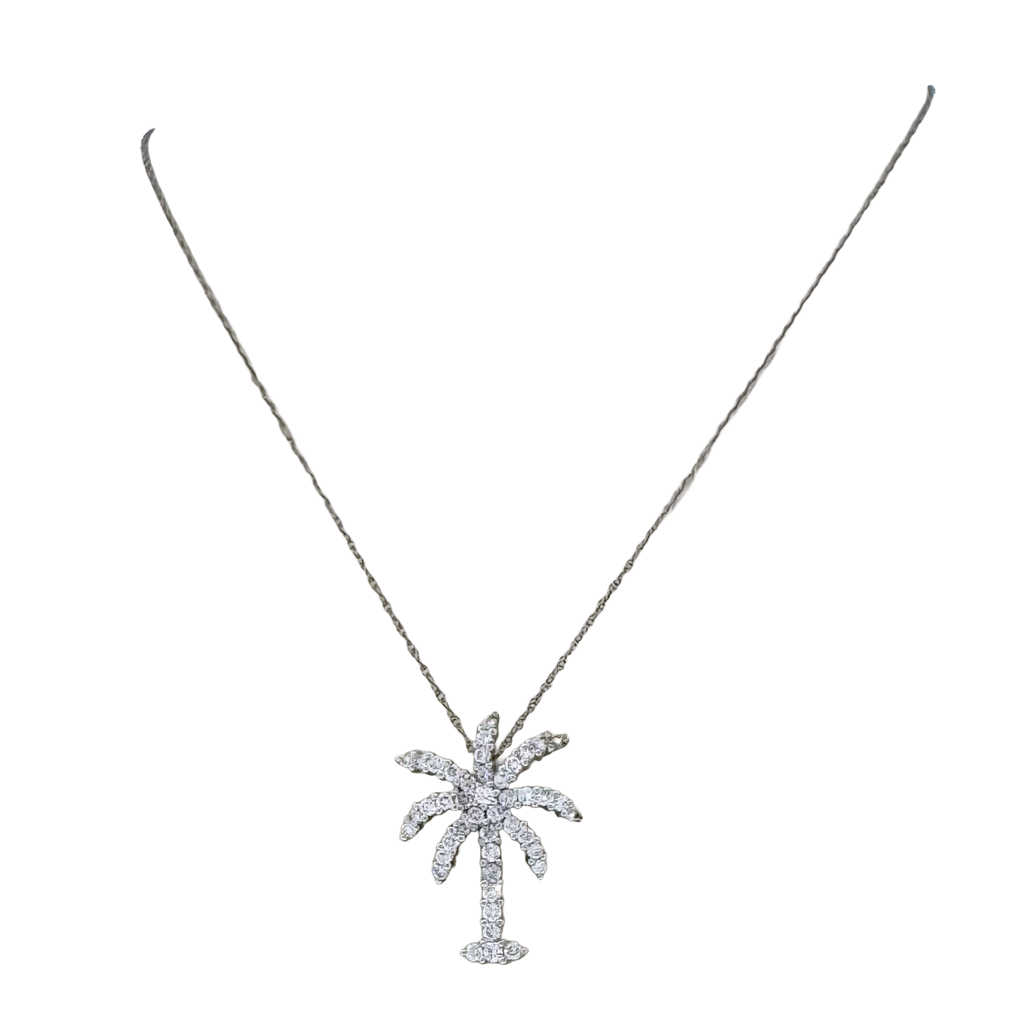 Estate 18k + Diamond Palm Tree Necklace