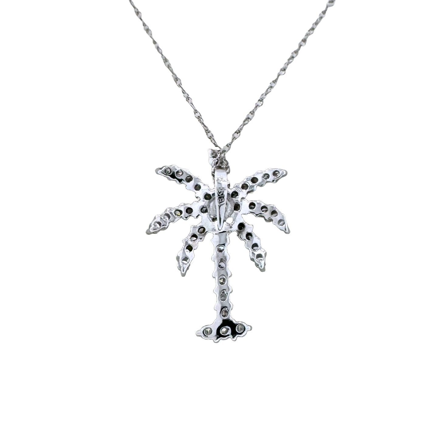 Estate 18k + Diamond Palm Tree Necklace