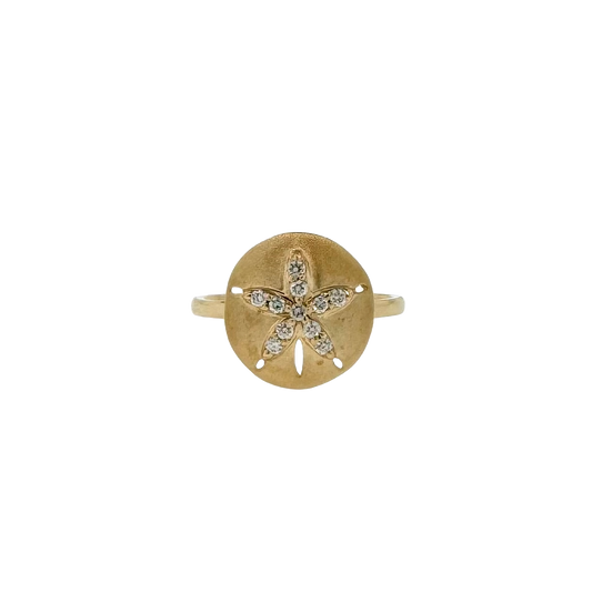 Estate 14k + Diamond Sand Dollar Ring