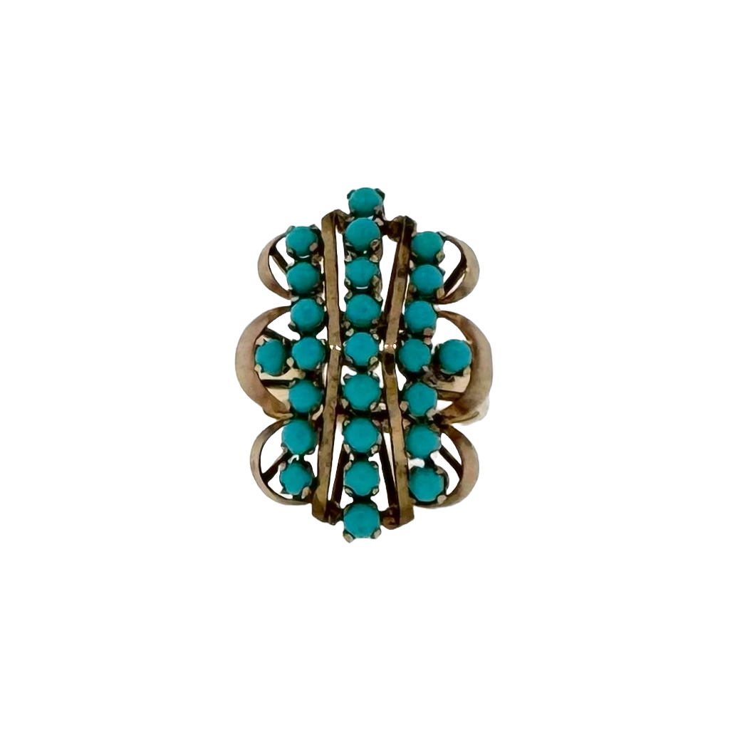 Estate 14k + Turquoise Cluster Cocktail Ring