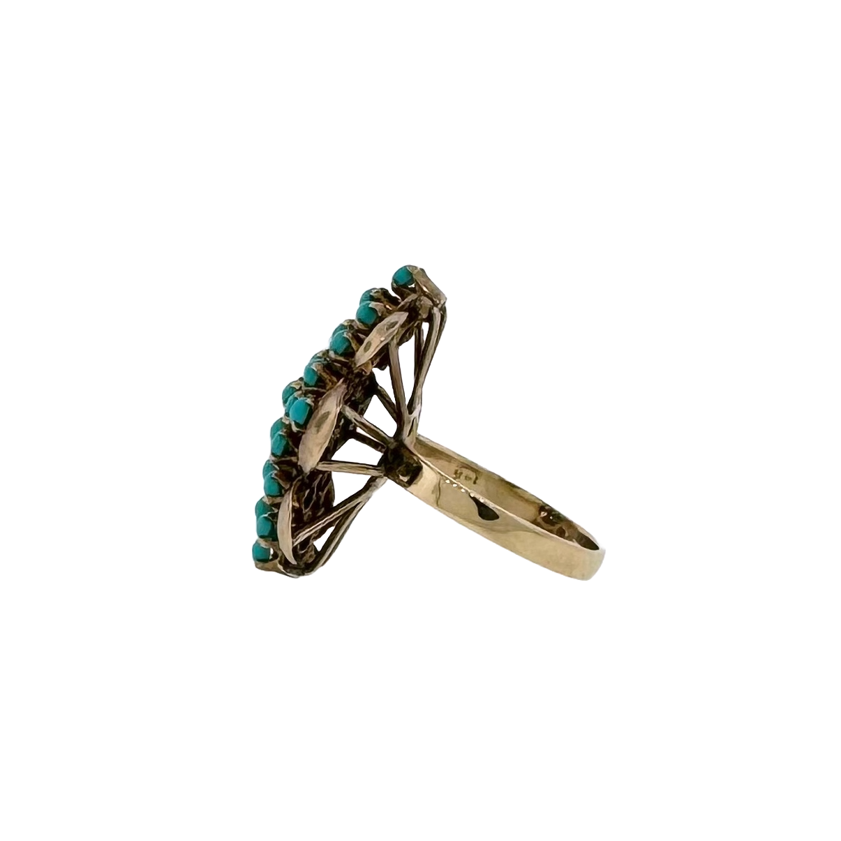 Estate 14k + Turquoise Cluster Cocktail Ring