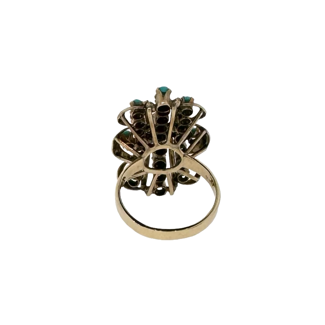 Estate 14k + Turquoise Cluster Cocktail Ring