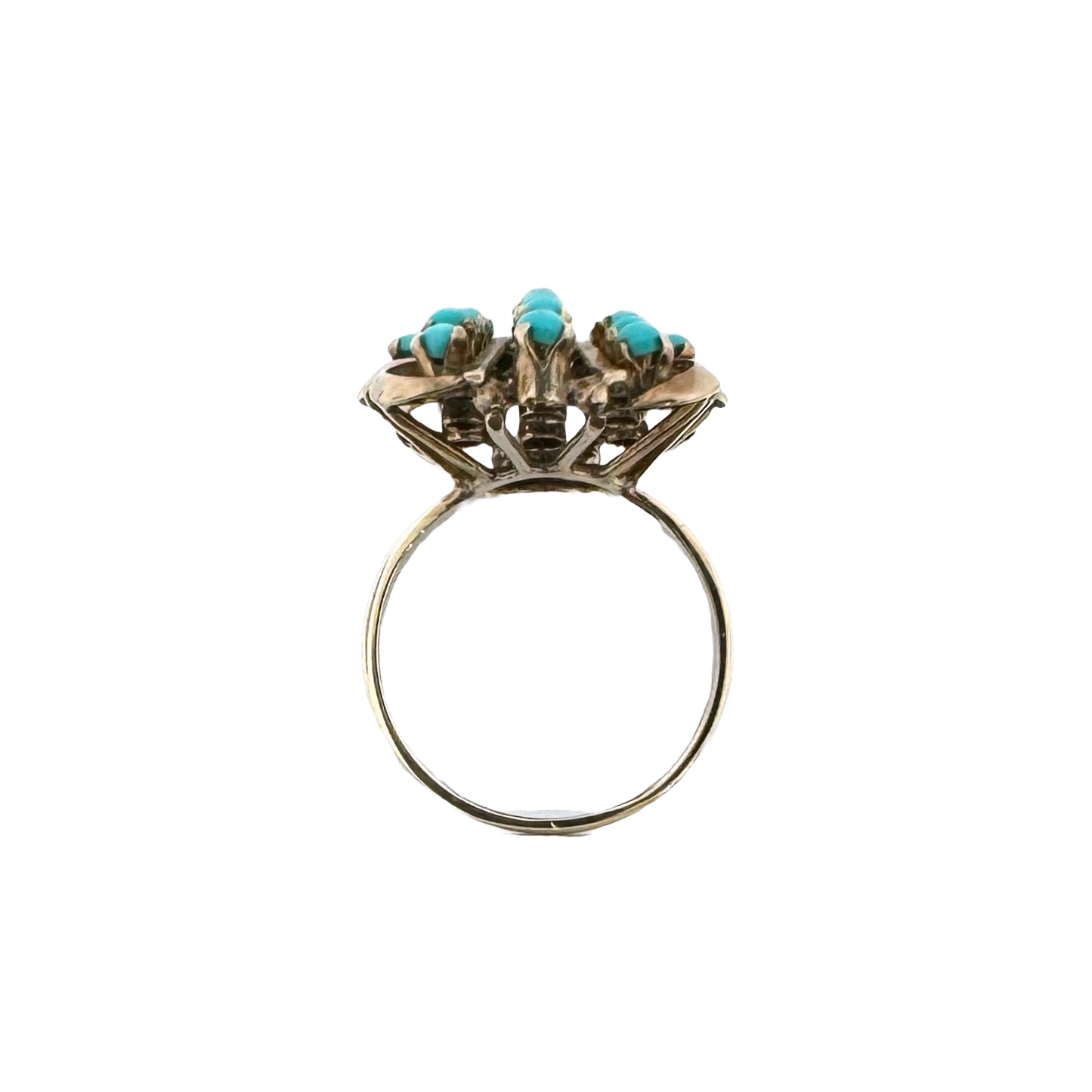 Estate 14k + Turquoise Cluster Cocktail Ring