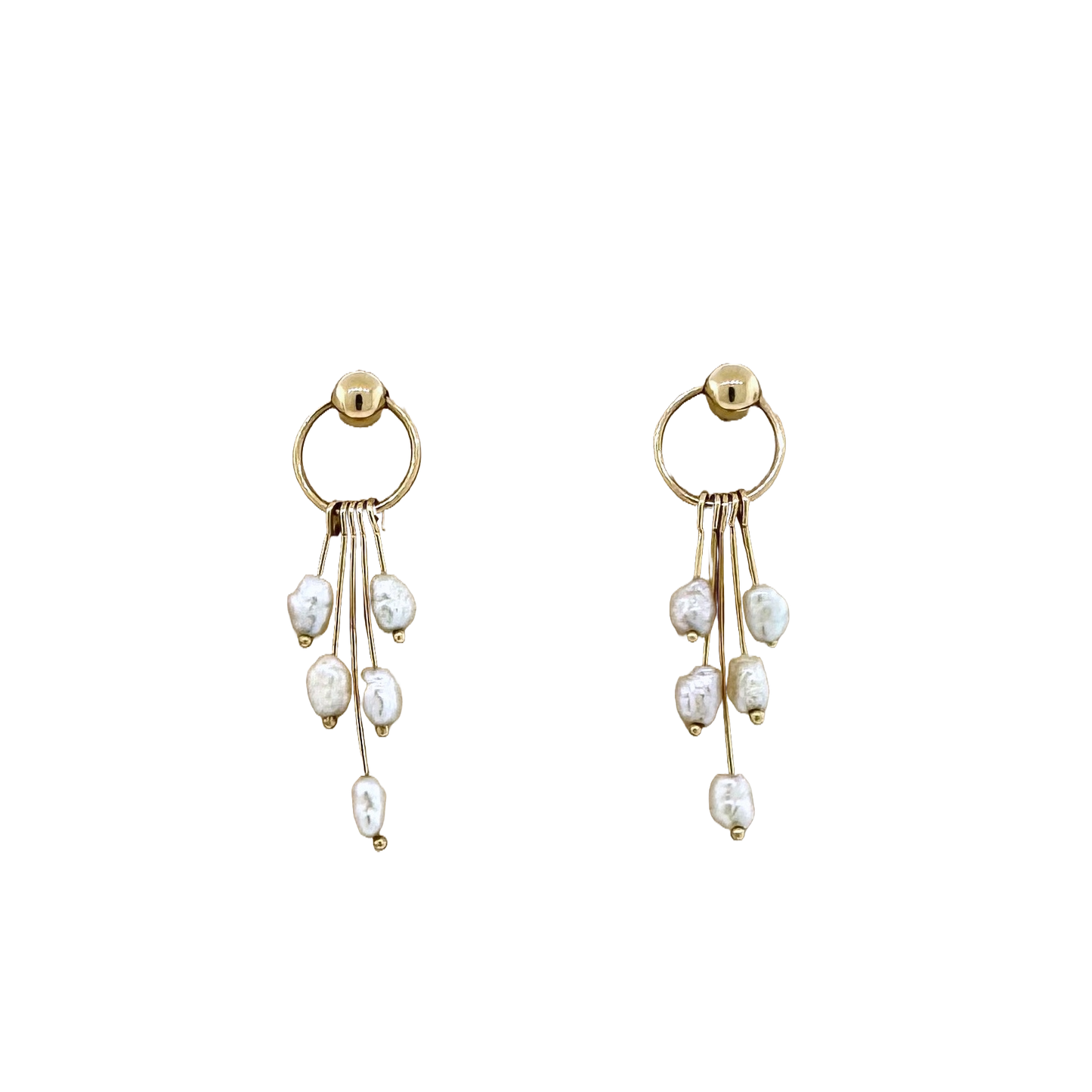 Estate 14k + Pearl Fringe Earrings