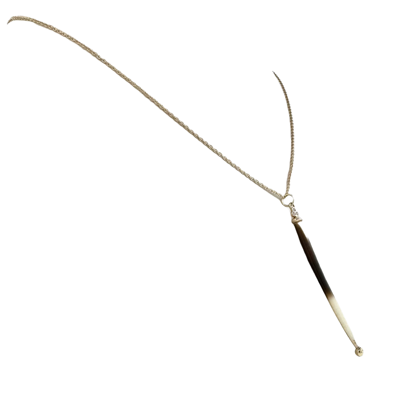 14k + Porcupine Quill and Diamond Necklace