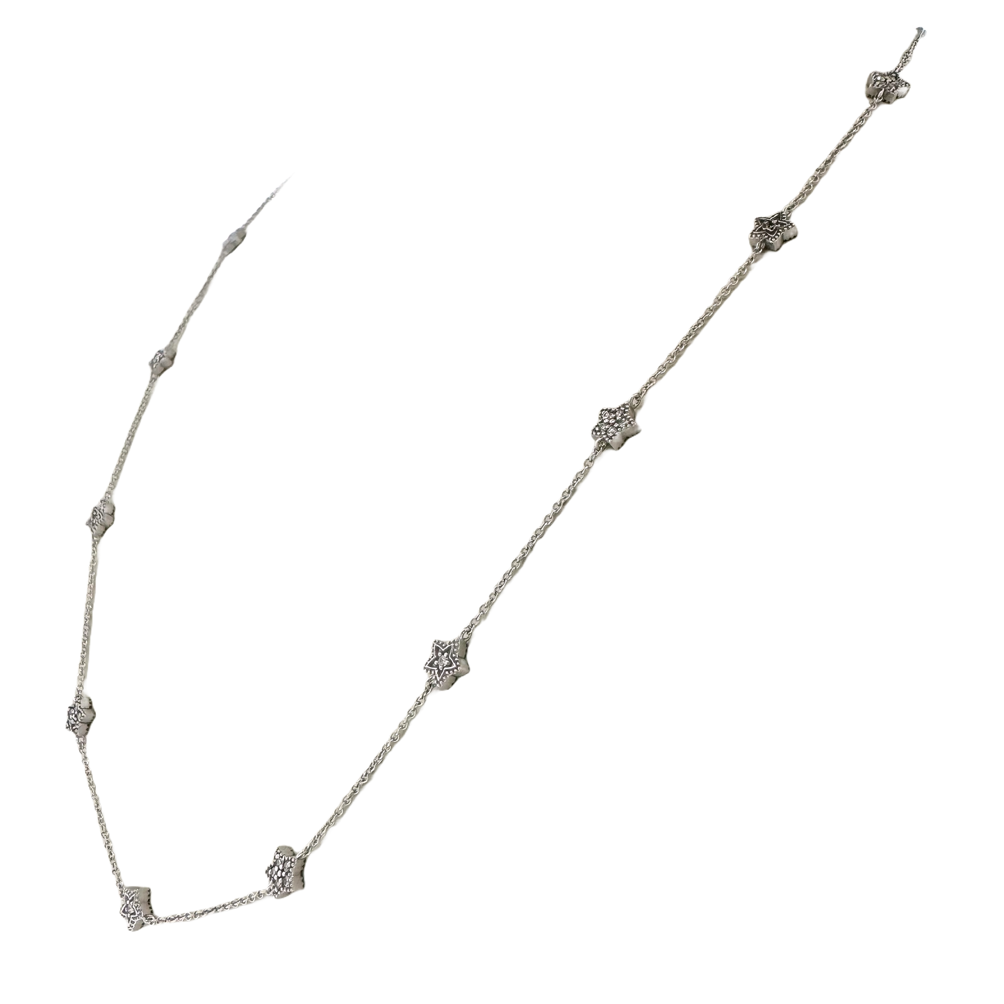 Estate 14k + Diamond Star Station Necklace