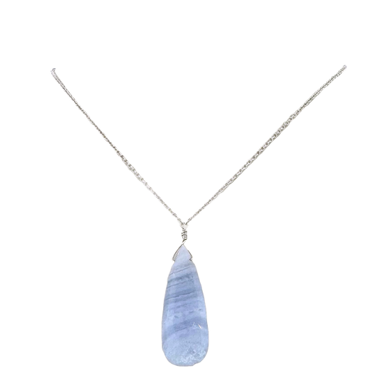 Sterling + Lace Agate Briolette Necklace