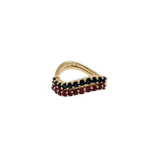 Estate 14k + Sapphire and Ruby Pair of Bands