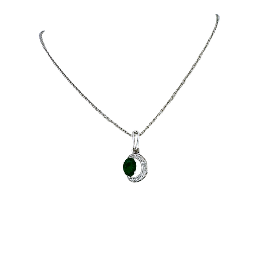 Estate Platinum + Emerald and Diamond Necklace