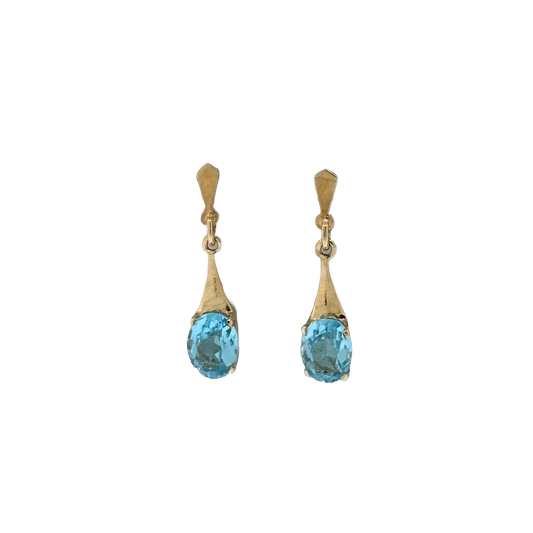 Estate 14k + Blue Topaz Dangle Earrings