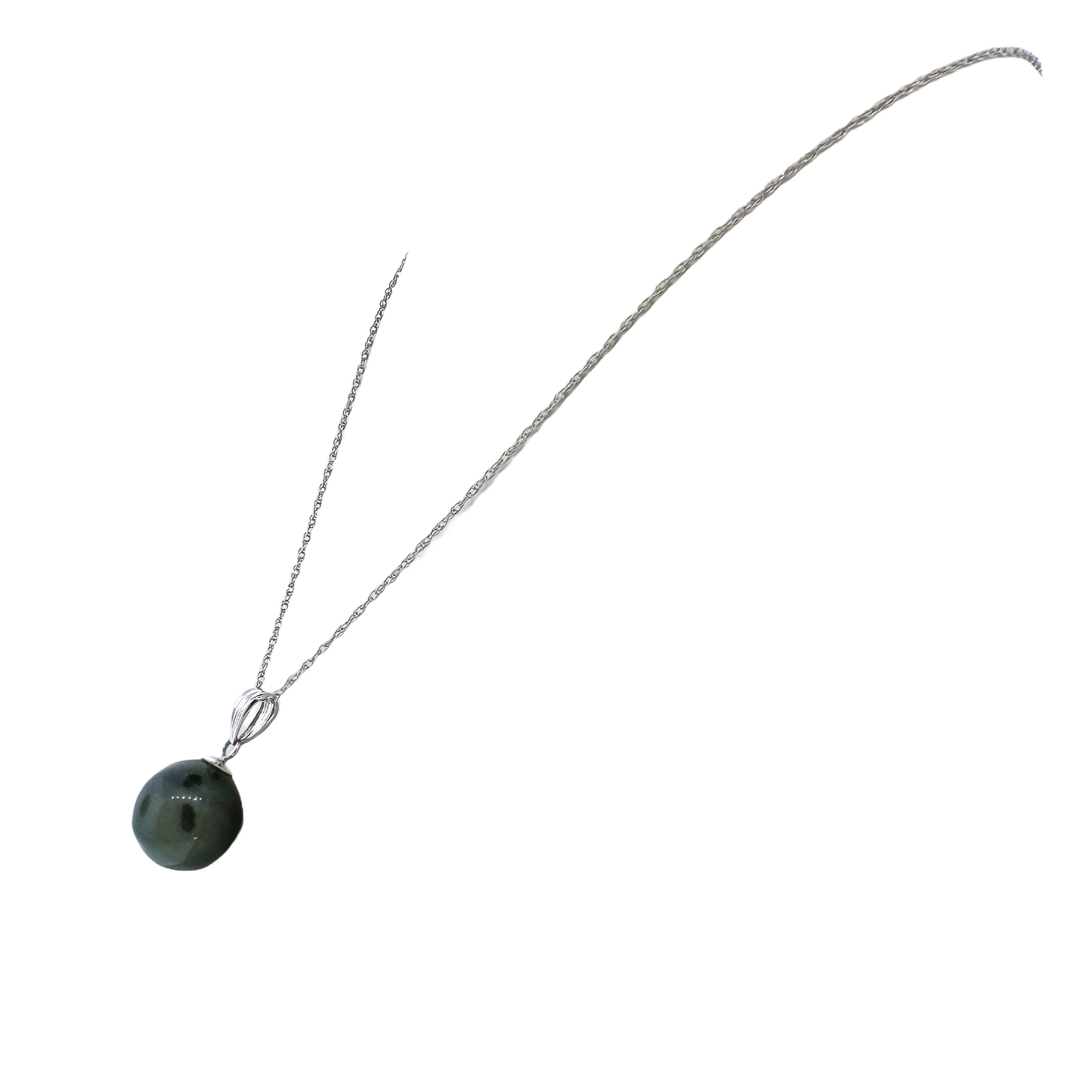 Estate 14k + Tahitian Pearl Solitaire Necklace