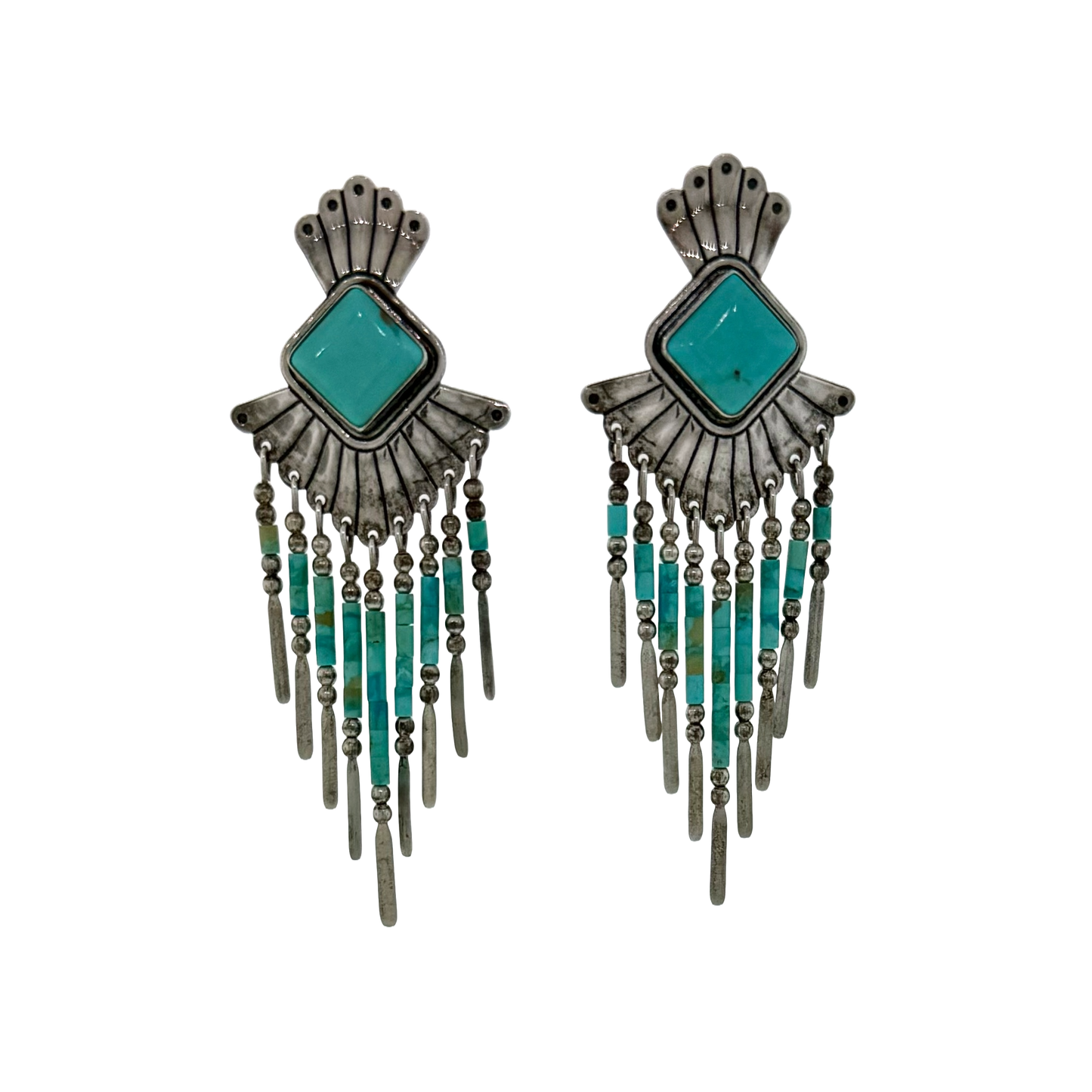 Estate Sterling + Turquoise Dangle Earrings