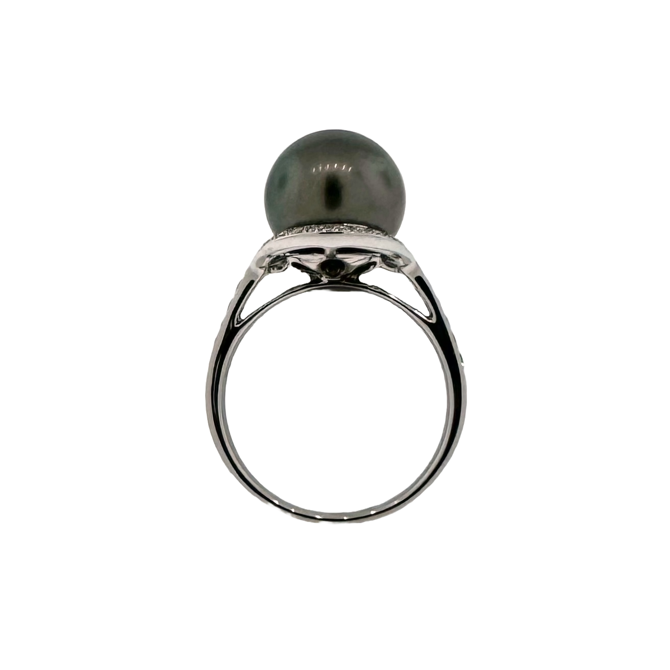 14k + Tahitian Pearl and Diamond Ring