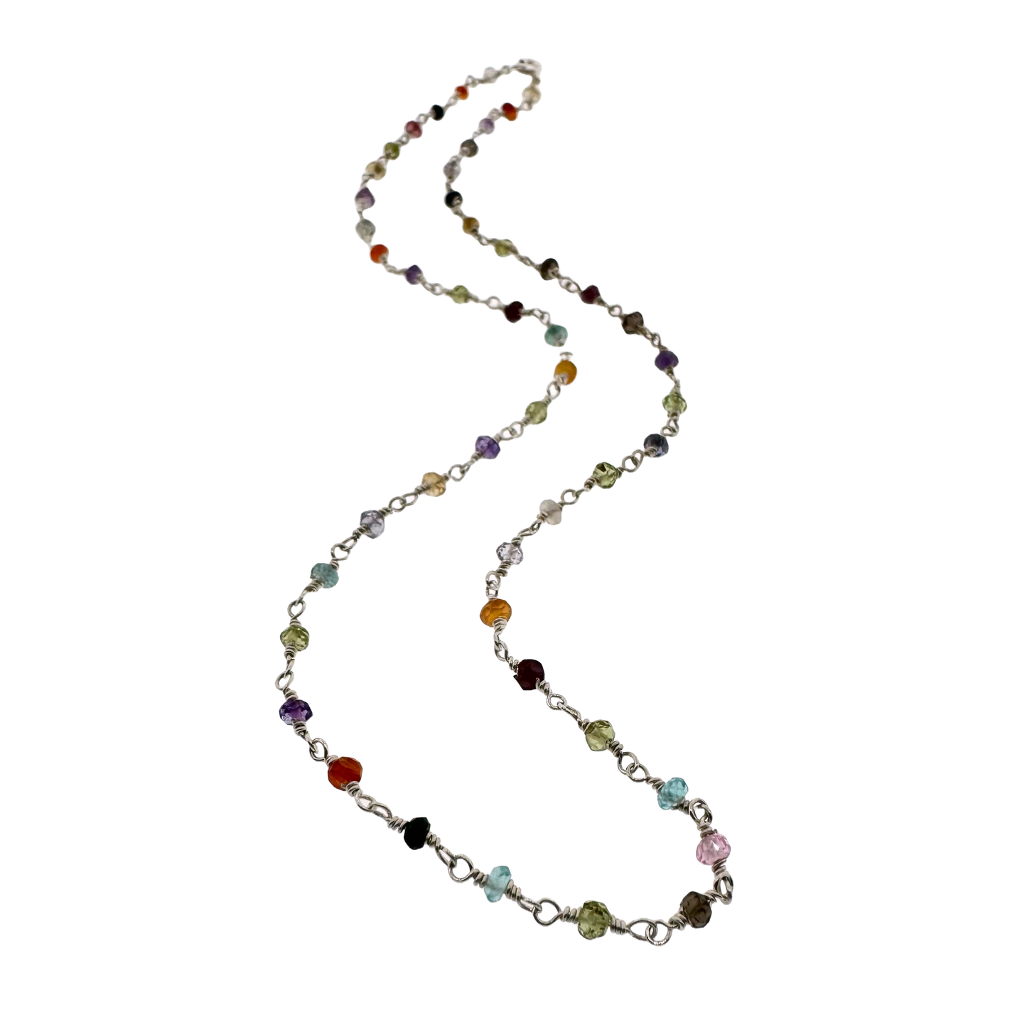 Sterling + Multi Gemstone Bead Chain Necklace