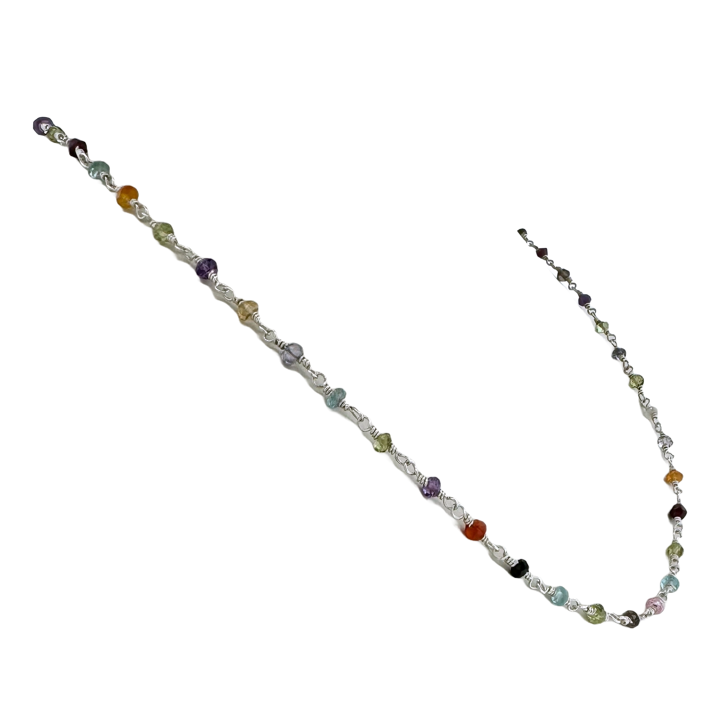 Sterling + Multi Gemstone Bead Chain Necklace